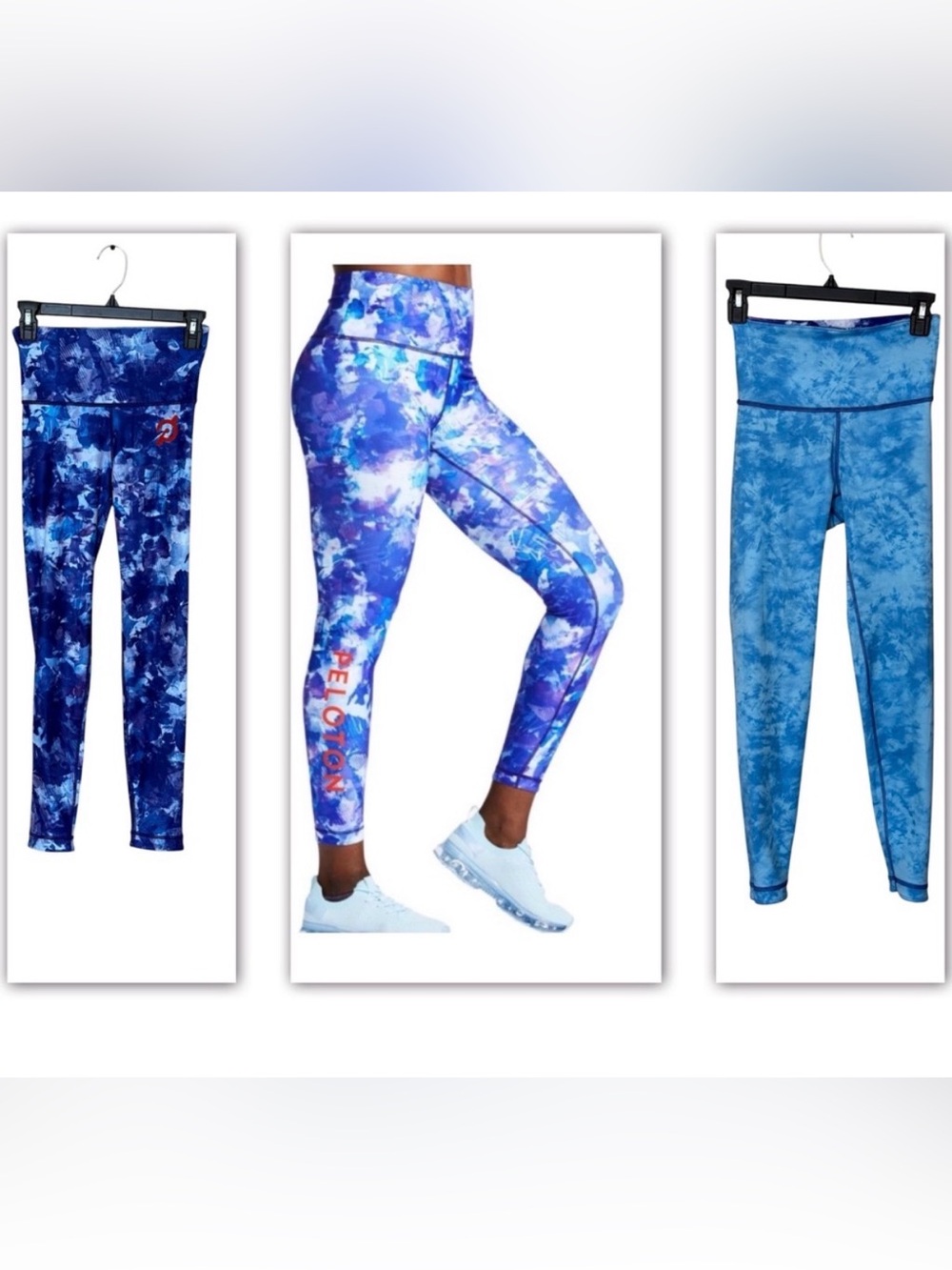 NWOT $75 PELOTON 
Women S REVERSABLE Blue Multi-Tone Tie-Dye High-Waist Leggings